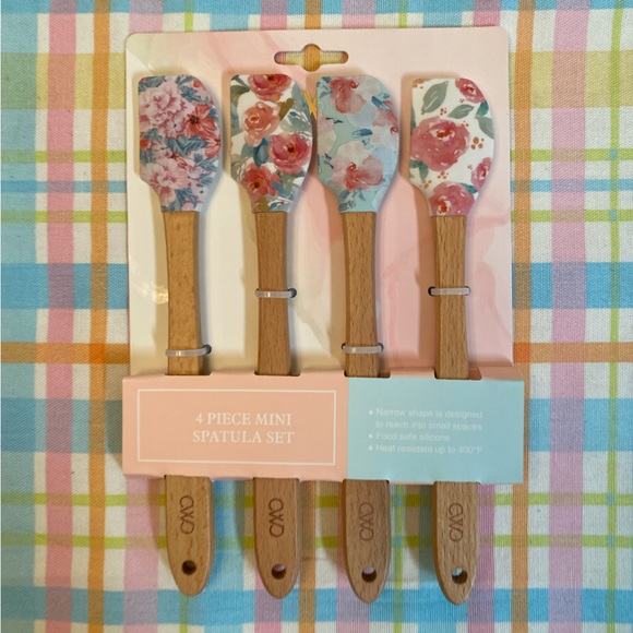 Farmhouse Floral Mini Spatula Set Of 4, Colorful Spring Flowers Mini Spatulas - Picture 10 of 13